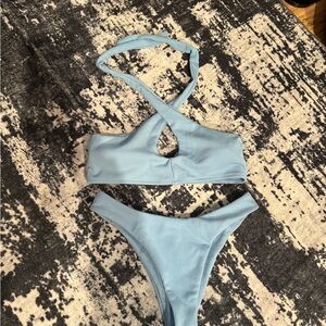 Light Blue Halter Bikini Set